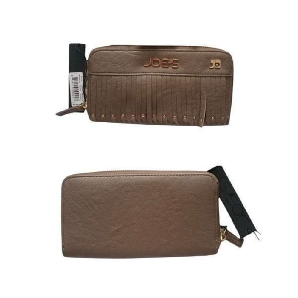 Joe's Taupe Fringe Top Zip Wallet